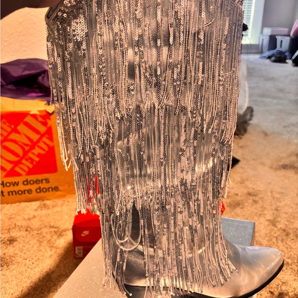 Silver Fringe Boots - image 2
